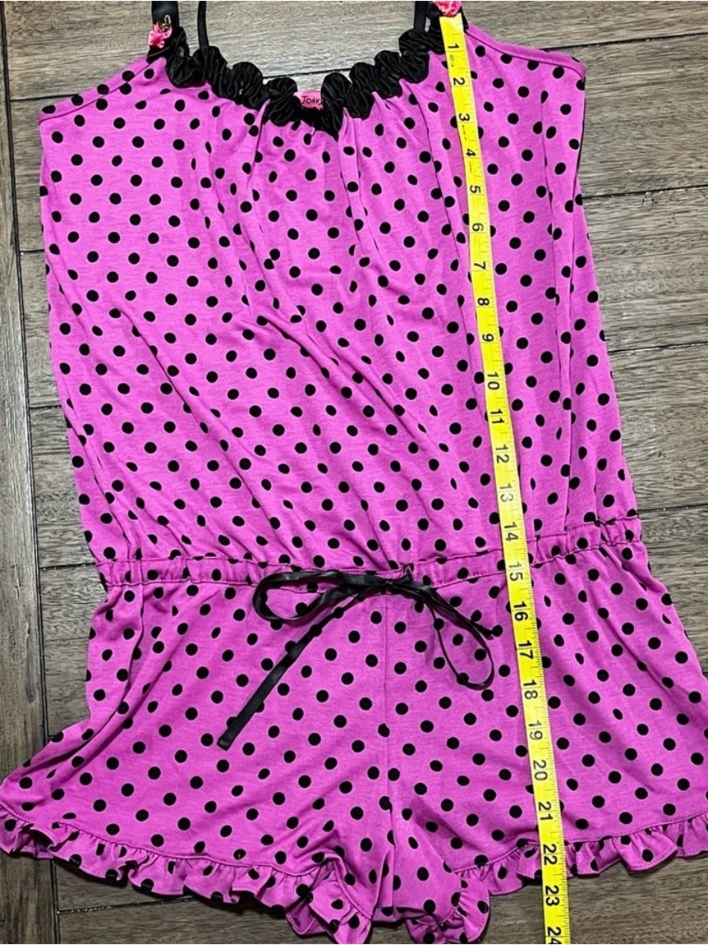 Betsey Johnson Purple Polka Dot Ruffle Romper Pajama - Picture 9 of 9